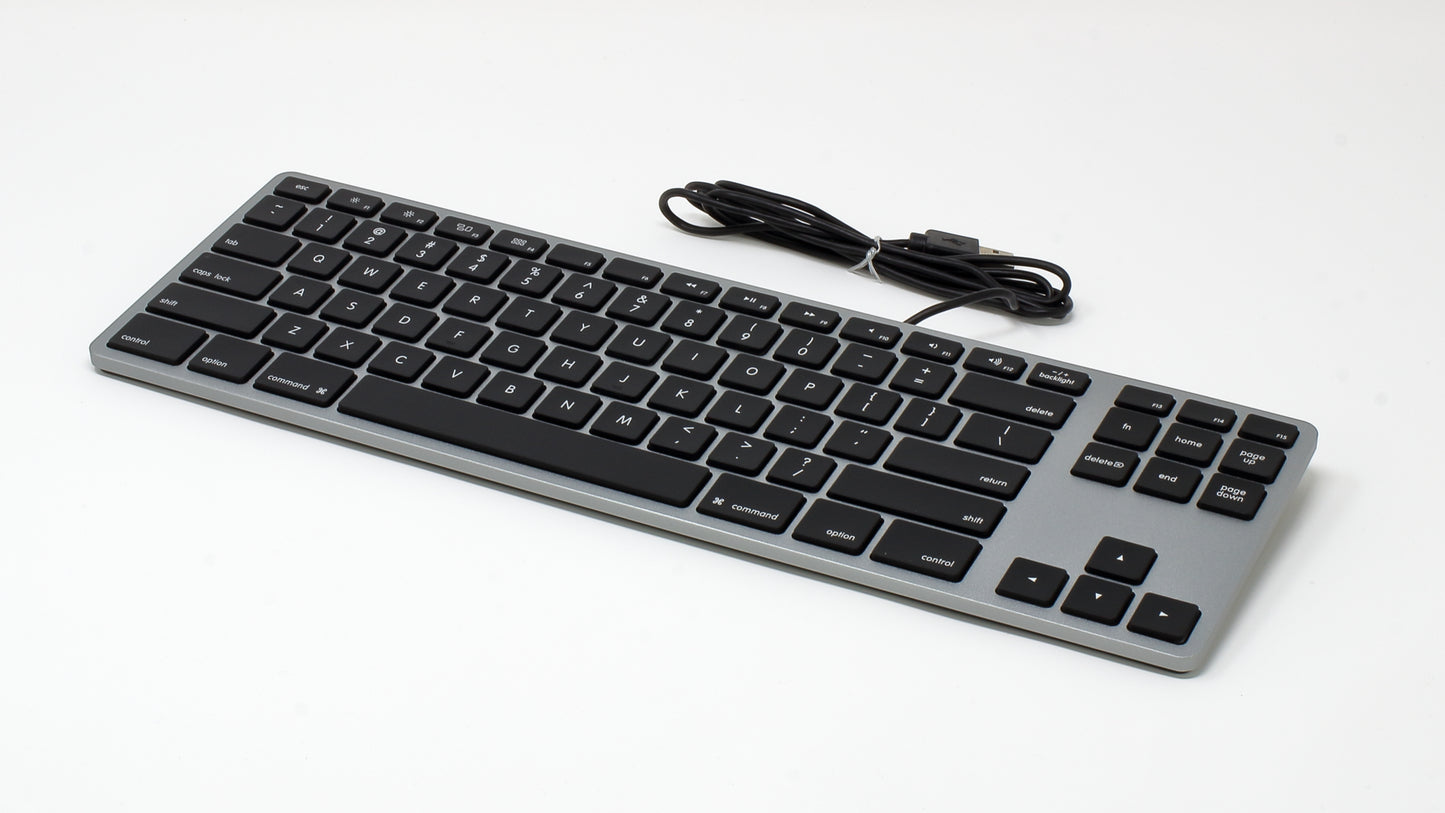 RGB Backlit Wired Aluminum Tenkeyless Keyboard for Mac - Space Gray